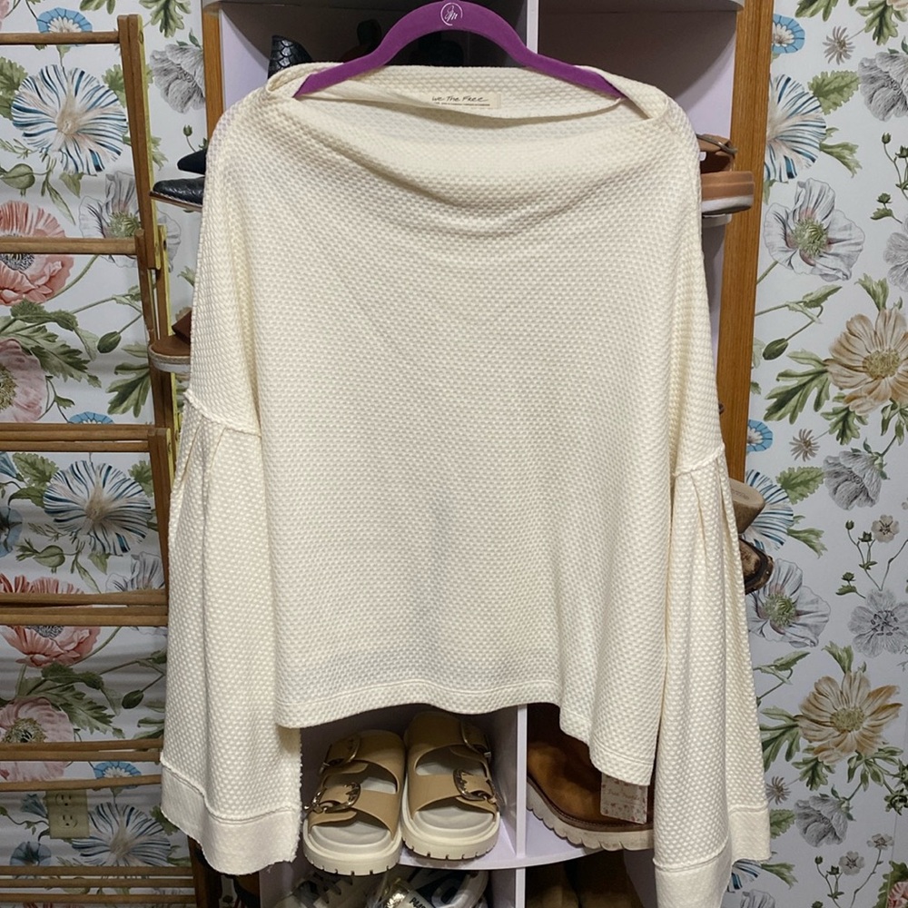 Free People Boat Neck Flowy Waffle Knit.